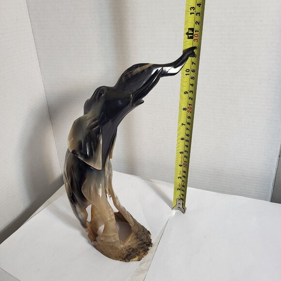 Vintage Elephant Sculpture Hand Carved Horn 11" tall - Picture 9 of 9